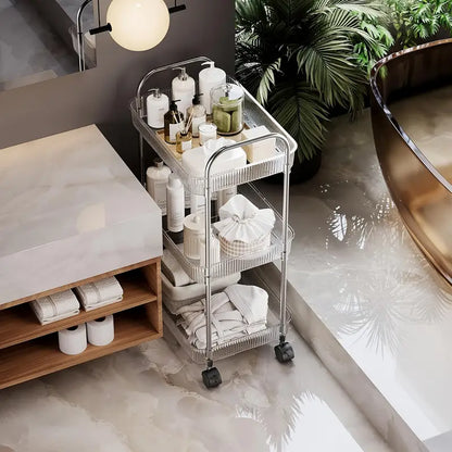 Acrylic Smart Trolley Multi-Layer Storage Organizer with Wheels