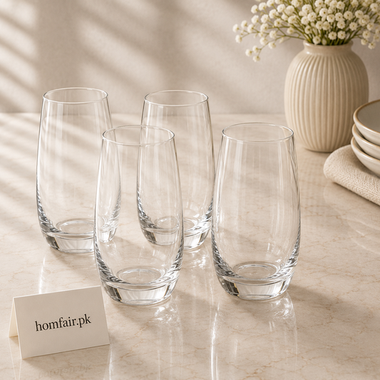 Premium 4-Piece Glass Set 490ml – Elegant Drinking Glasses for Home & Dining