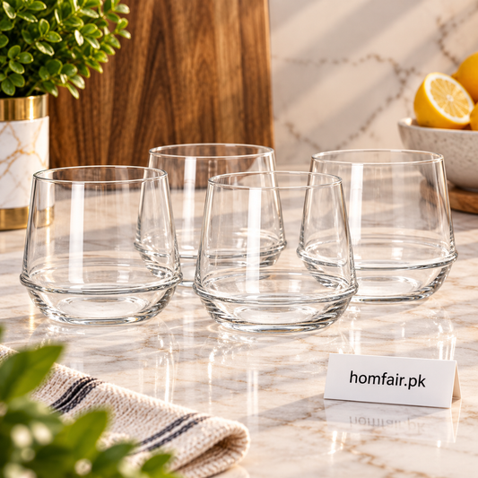 Danny Home Elegant Glassware Collection – 4-Piece Drinking Glass Set, 385ml Premium Everyday Drinkware