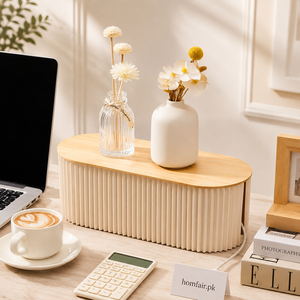 Premium Ribbed Cable Management Box & Desk Organizer – Large Size