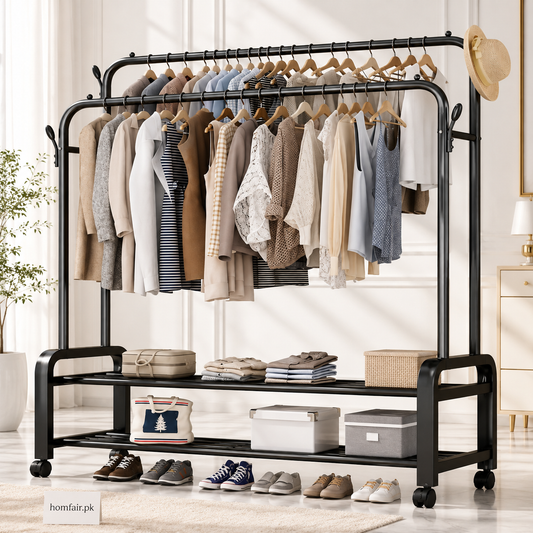 Heavy Duty Double Pole Clothes Hanger – 48 KG Weight Capacity