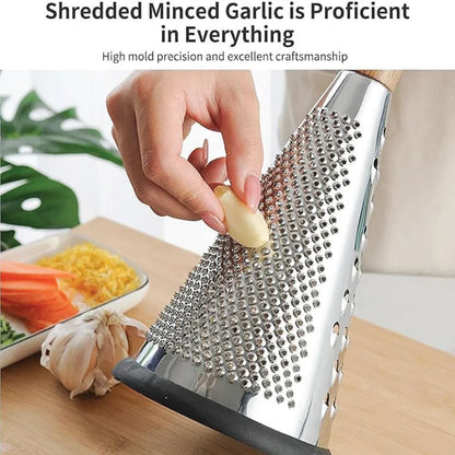Limon Stainless Steel 3-Sided Grater with Wooden Handle