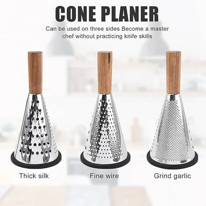 Limon Stainless Steel 3-Sided Grater with Wooden Handle