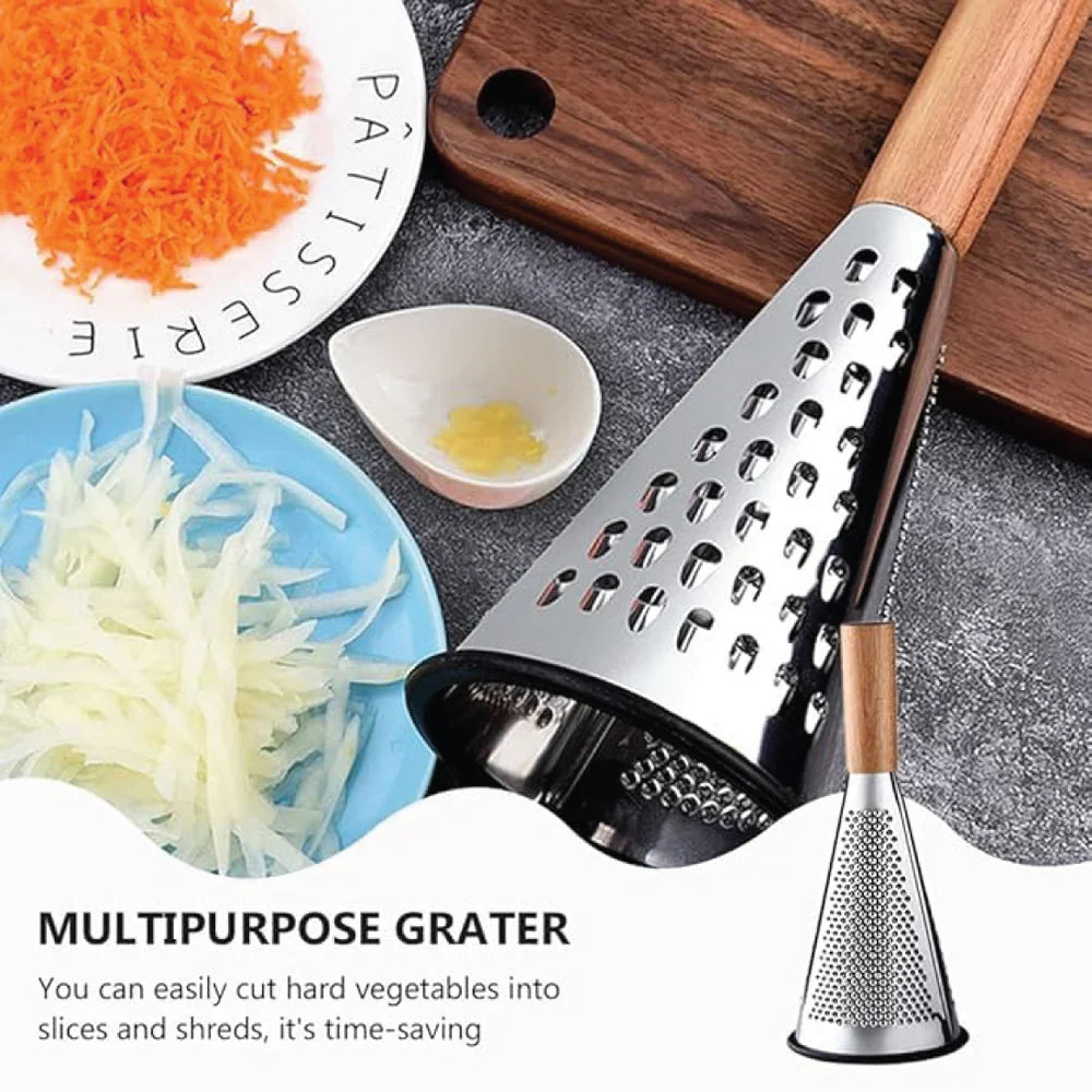Limon Stainless Steel 3-Sided Grater with Wooden Handle