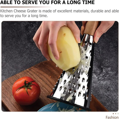 Limon Stainless Steel 3-Sided Grater with Wooden Handle