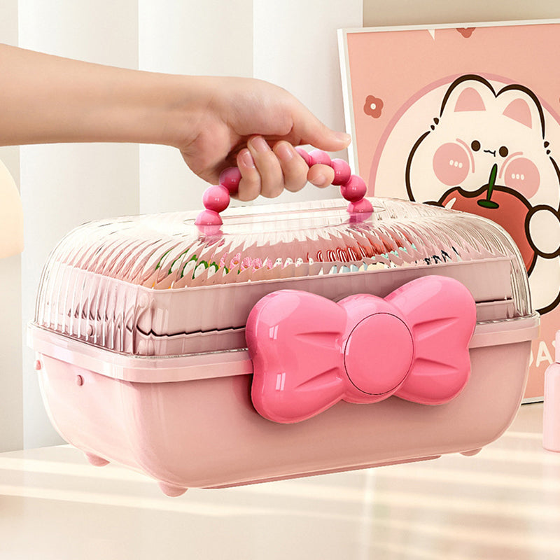 3-Tier Fold-Out Hair Accessory Organizer Box with Handle