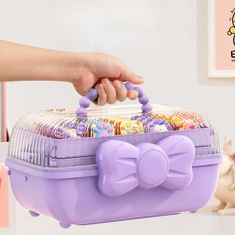 3-Tier Fold-Out Hair Accessory Organizer Box with Handle