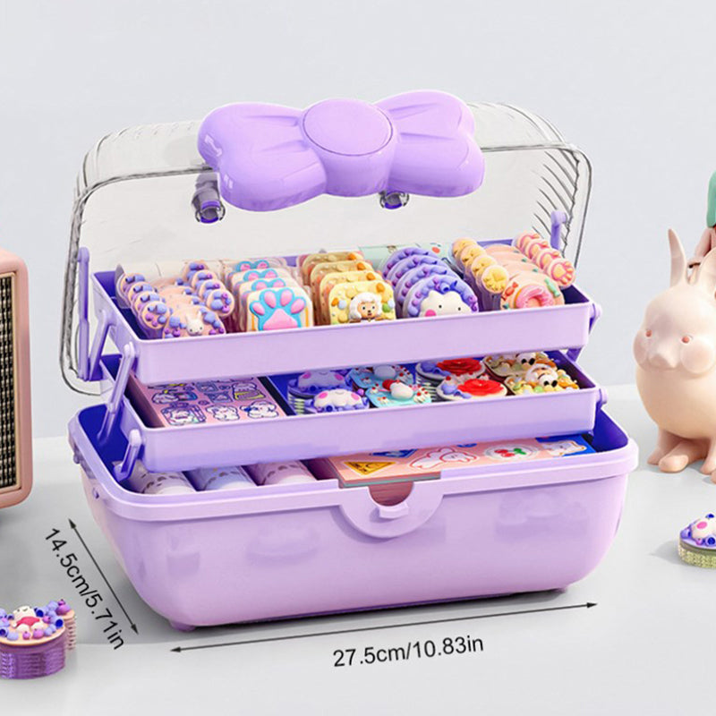 3-Tier Fold-Out Hair Accessory Organizer Box with Handle