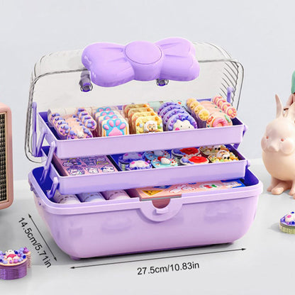 3-Tier Fold-Out Hair Accessory Organizer Box with Handle