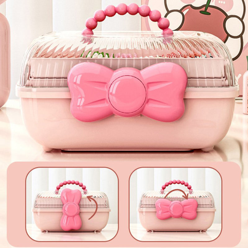 3-Tier Fold-Out Hair Accessory Organizer Box with Handle