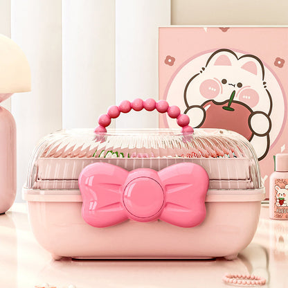3-Tier Fold-Out Hair Accessory Organizer Box with Handle