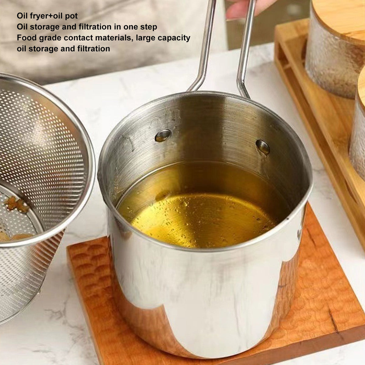 Stainless Steel Deep Fryer with Strainer and Detachable Handle for Easy Cooking