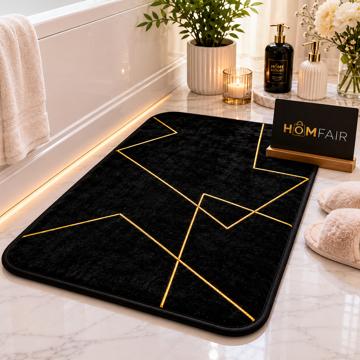 Luxury Geometric Non Slip Bath Mat