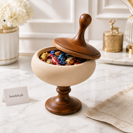 Multipurpose Serving Bowl with Wooden Lid & Pedestal