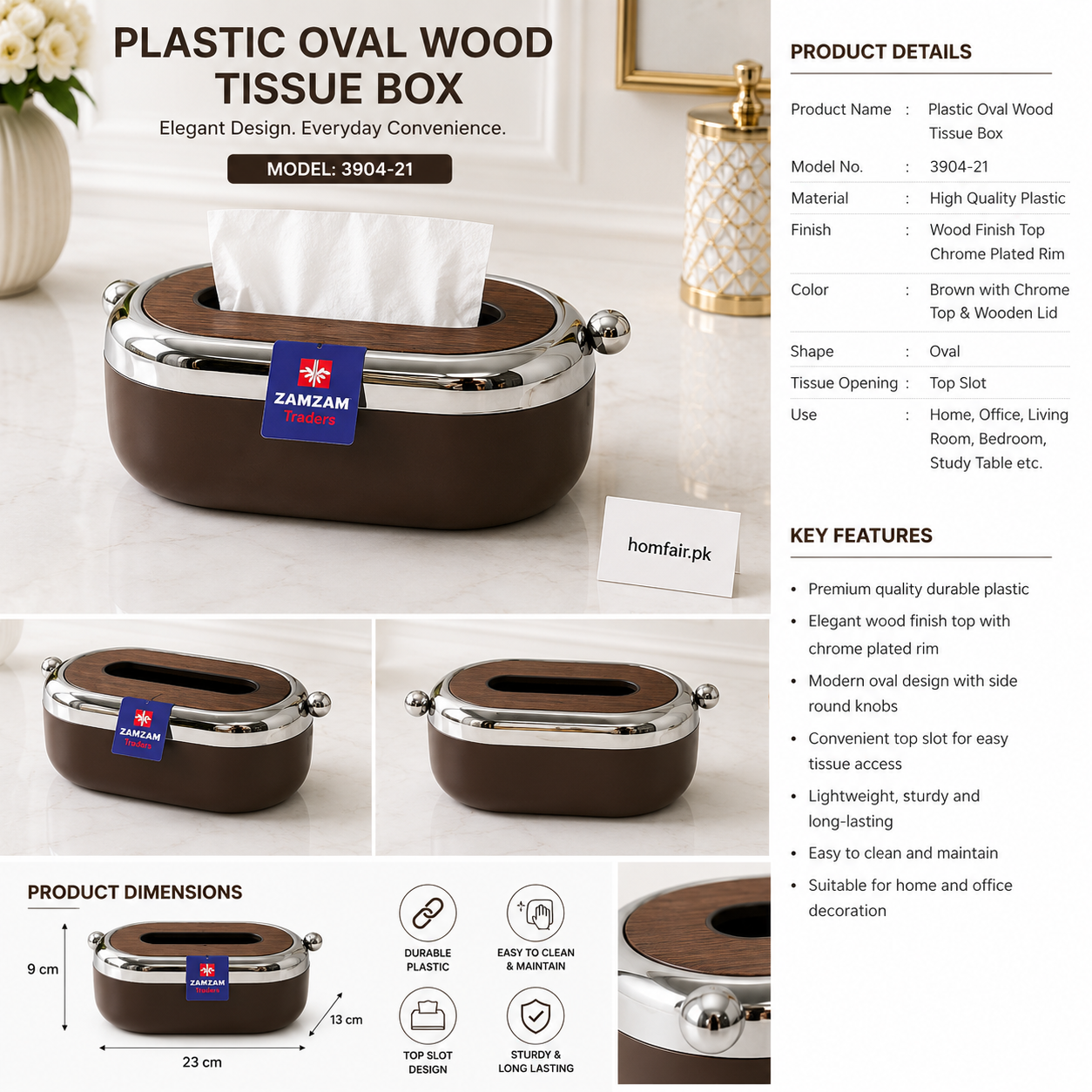 Premium Plastic Curve Oval Tissue Box Holder