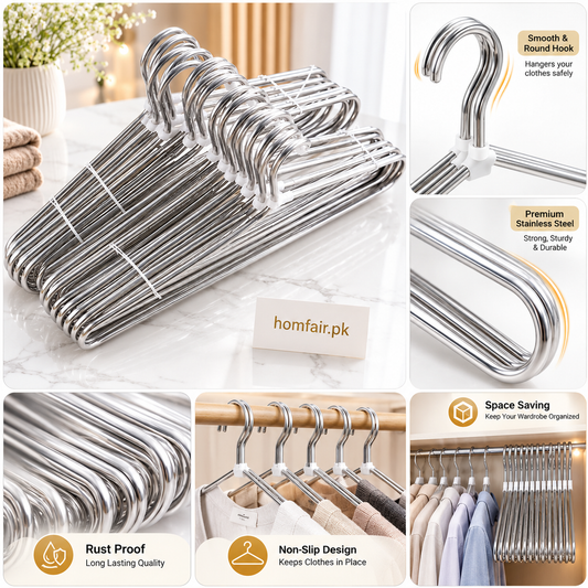 Premium Stainless Steel Clothes Hangers – 10 Pcs