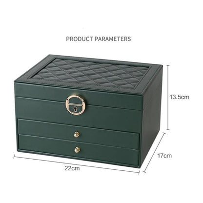 Luxury Multi-Layer Jewelry Organizer Box with Mirror & Drawers
