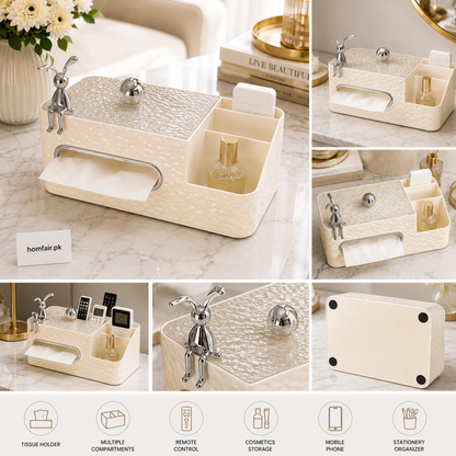Luxury Multifunction Tissue Box Organizer Desktop & Vanity Storage Holder