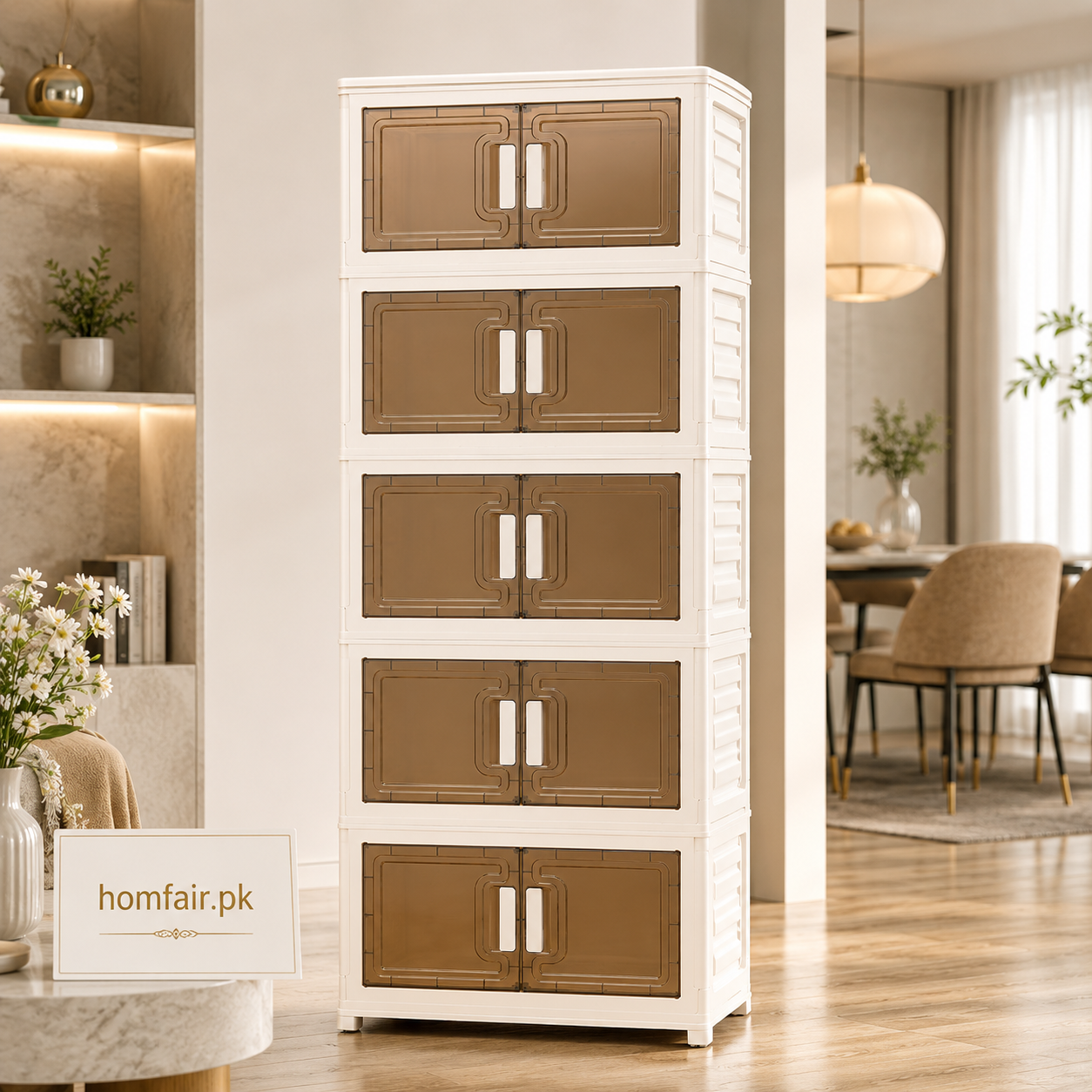 Premium Foldable Multipurpose Dustproof Storage Cabinet with Transparent Double Doors