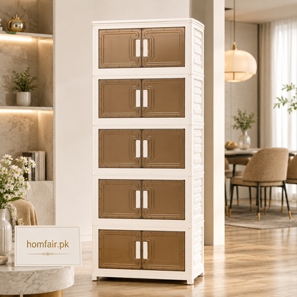 Premium Foldable Multipurpose Dustproof Storage Cabinet with Transparent Double Doors