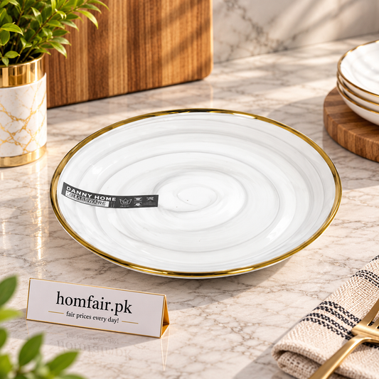 Danny Home Elegant 8.5-Inch Glass Dessert Plate – Premium Serving Plate for Cakes, Sweets & Desserts