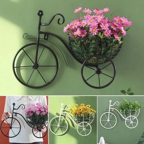 Bicycle Design Wall Basket for Home Decoration | Luxury Floral Wall Decor