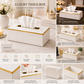 Luxury White Tissue Box Holder with Gold Trim – Premium Decorative Tissue Case for Home & Office