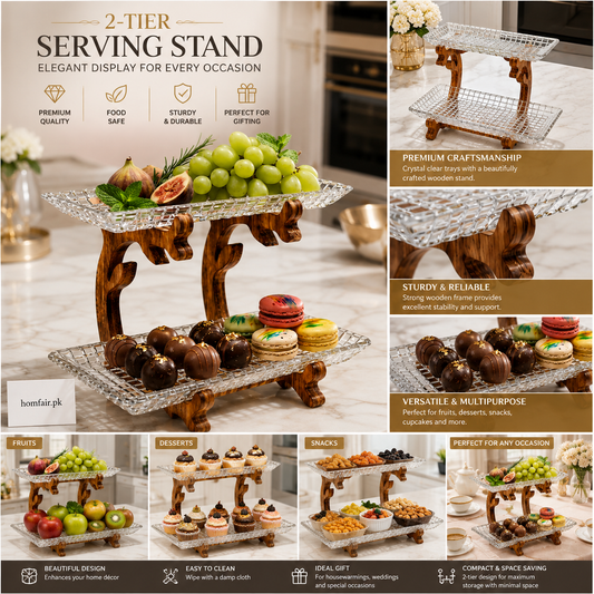 Premium 2-Tier Serving Stand – Elegant Fruit & Dessert Display