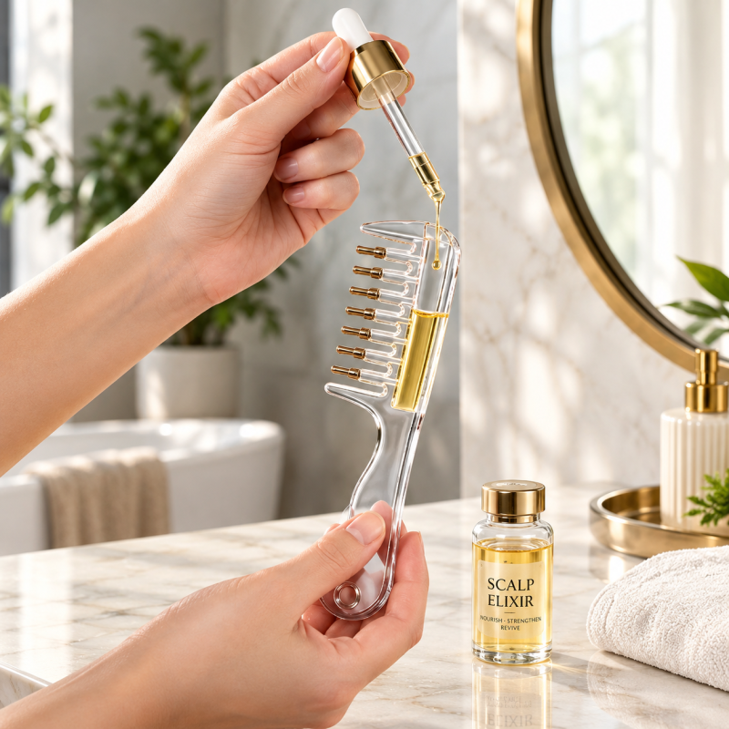 Scalp Oil Applicator Comb – Hair Oil Dispenser & Scalp Massager
