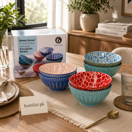 Danny Home Porcelain Bowls 6'' Ceramic Bowl 6Pcs Set