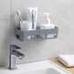 Self-Adhesive Rectangle Bathroom Shelf No-Drill Wall Mounted Organizer