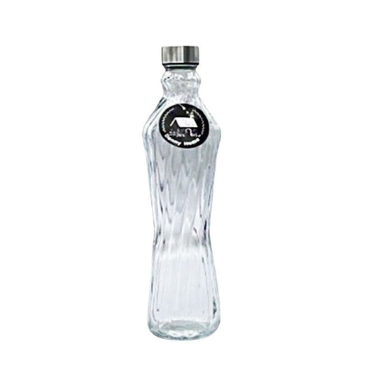 Danny Home Elegant 1000ml Glass Carafe Bottle with Sculpted Rippled Design