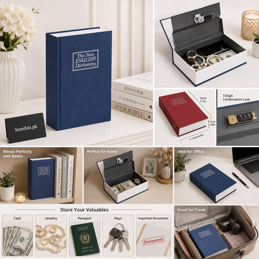 Dictionary Book Safe with Combination Lock Hidden Secret Storage Box