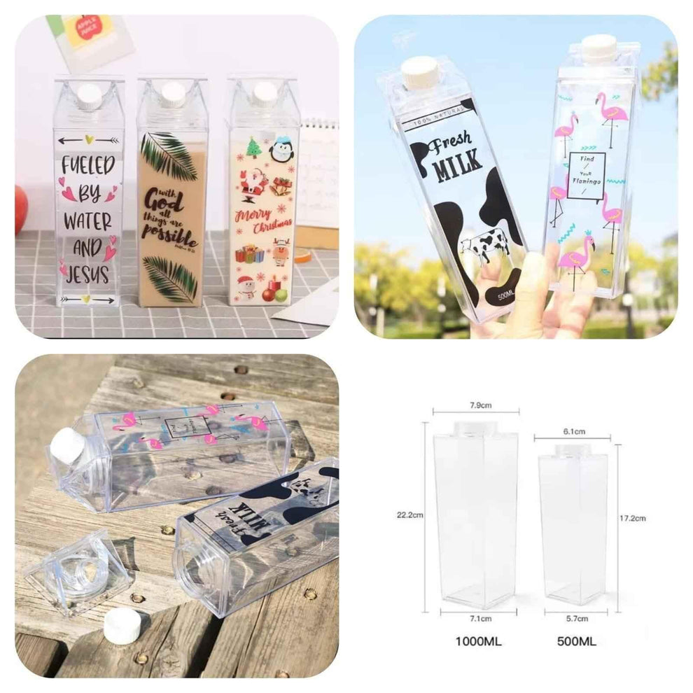 Transparent Milk Bottle Portable Acrylic Juice and Detox Water Bottle