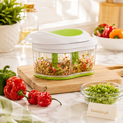 Premium Hand-Press Dual Blade Vegetable Chopper & Mincer
