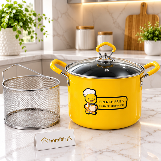 Premium Deep Fryer Pot with Fry Basket & Glass Lid – Multi-Purpose Cooking Pot