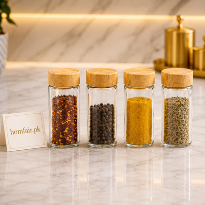 Premium 12 Jar Bamboo Spice Rack with Glass Spice Jars
