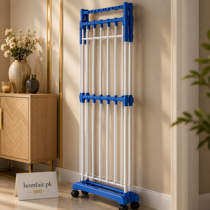 Foldable Clothes Drying Rack with 360° Wheels & Hanger Arms