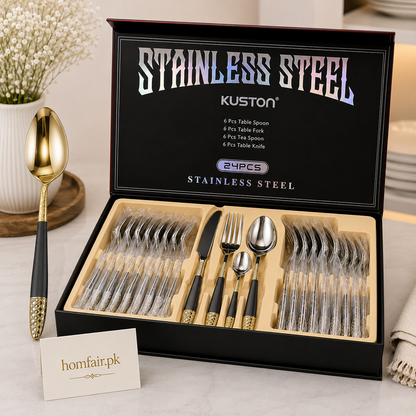 Premium 24-Piece Stainless Steel Cutlery Set with Gift Box