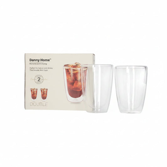 Danny Home Premium Double-Wall Glass Set – 2 Pieces, 300ml Elegant Hot & Cold Beverage Drinkware