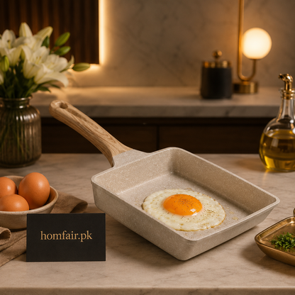 Signature Square Egg Pan – Premium Non Stick Frying Pan with Wooden Handle