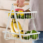 2-Tier Carry & Serve Fruit Basket with Wooden Handle Space Saving Metal Storage Rack