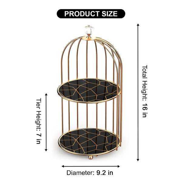 2-Tier Golden Vanity Cage Luxury Makeup & Skincare Organizer Rack