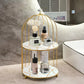 2-Tier Golden Vanity Cage Luxury Metal Organizer for Makeup Perfume & Home Decor