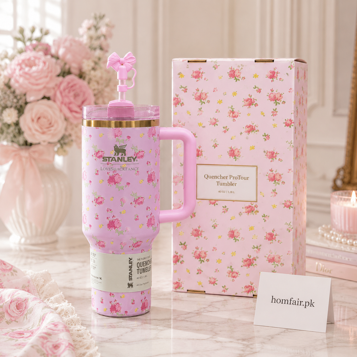 Stanley X LoveShackFancy Floral 40oz Insulated Quencher Tumbler – Gift Box