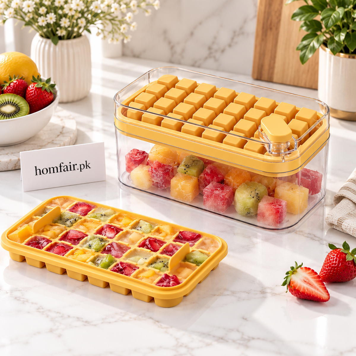 64-Grid Double-Layer Ice Cube Freezing and Storage Box for Drinks and Parties