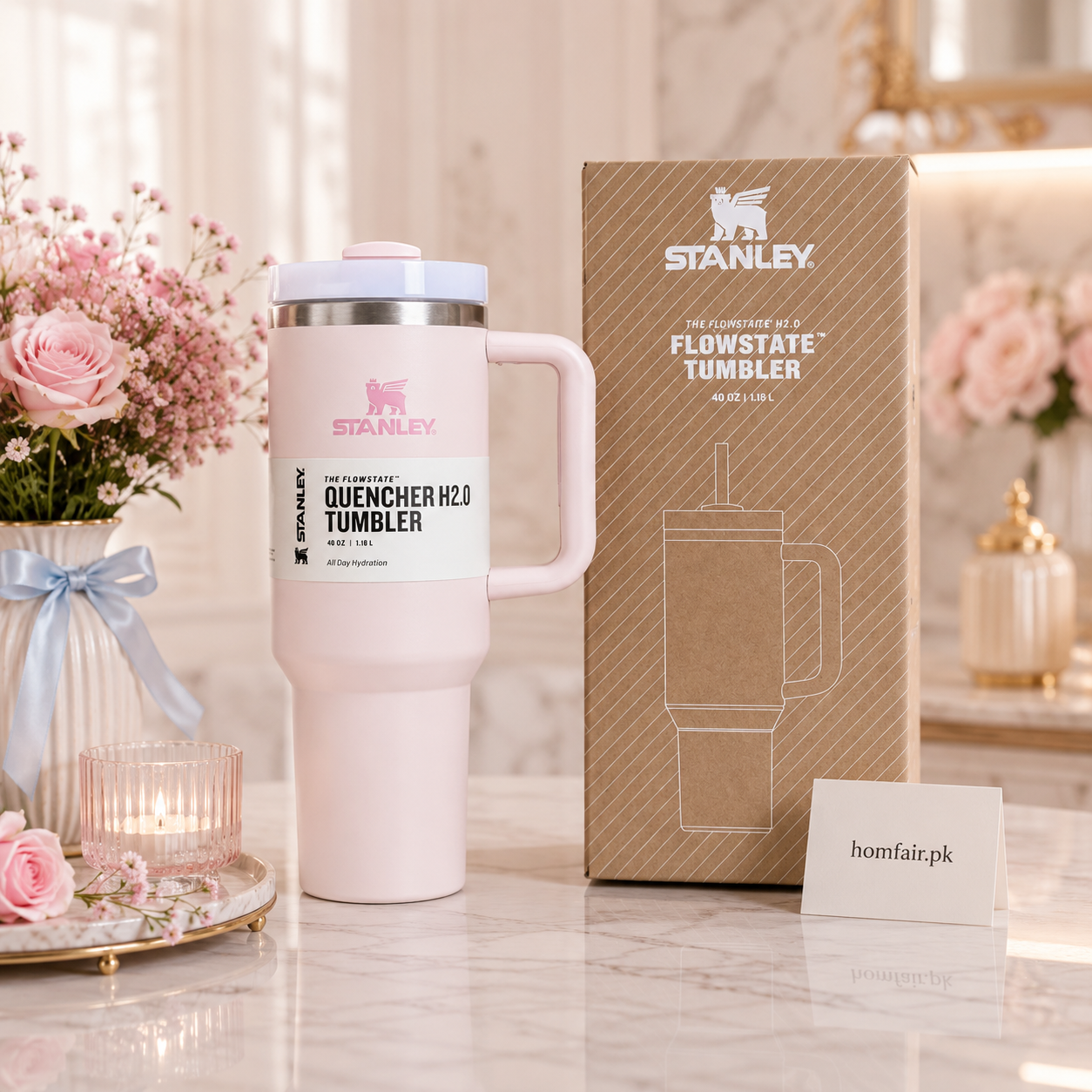 Stanley Quencher H2.0 Tumbler Mug – Light Pink 40oz