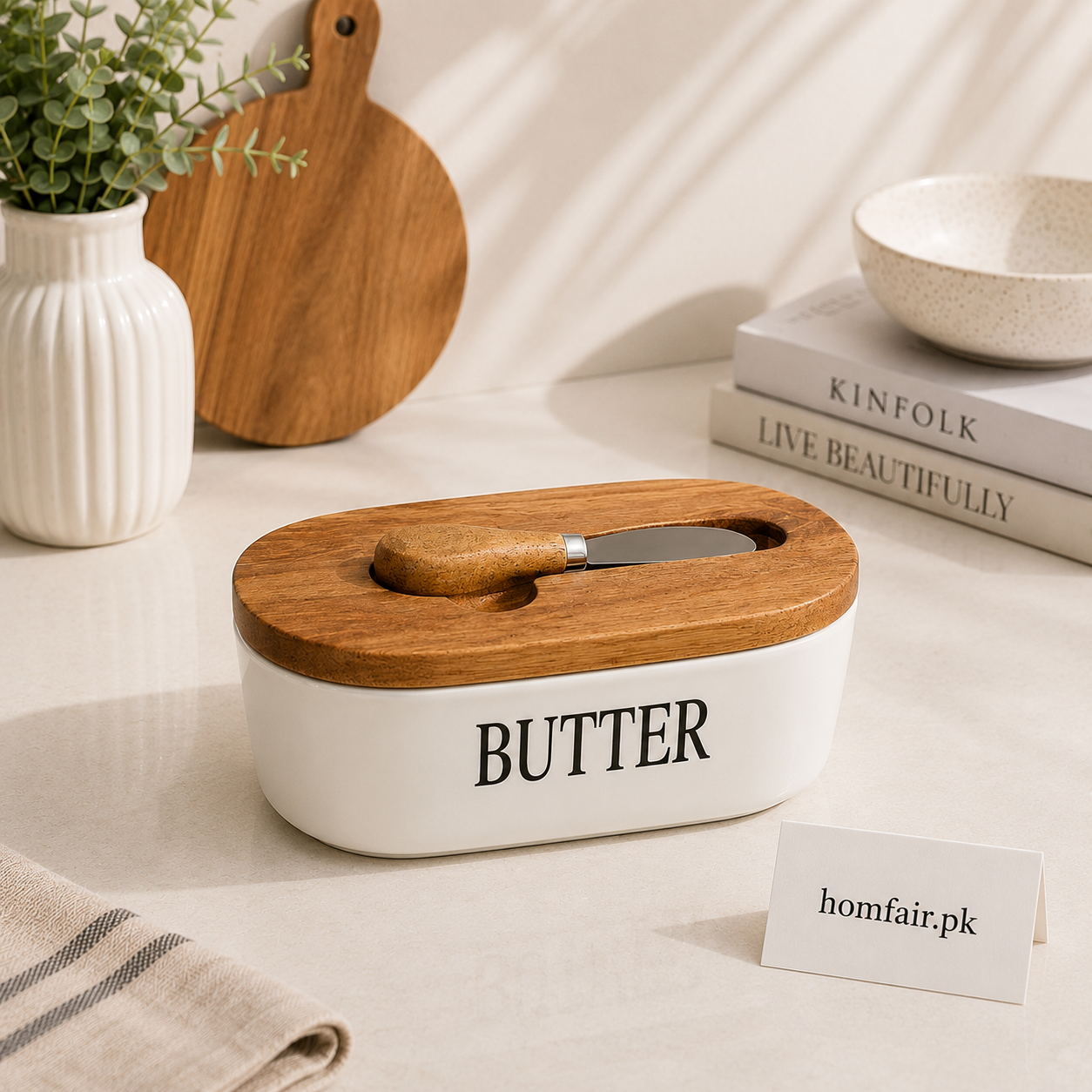 Porcelain Butter Dish with Butter Knife