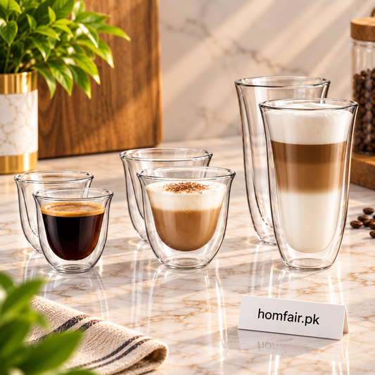 Danny Home Luxury Double-Wall Glassware Collection – 6-Piece Premium Set for Stylish Hot & Cold Beverages