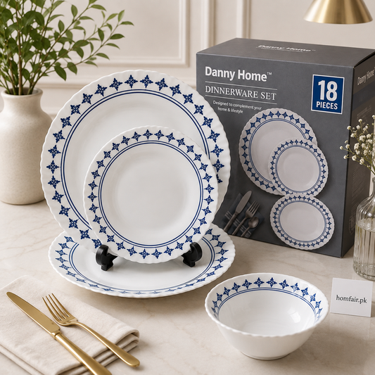 Danny Home Royal Blue Classic 18-Piece Ceramic Dinner Set